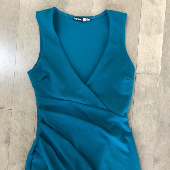 Sexy Teal Asymmetrical Bodycon Dress Size Small - Picture 4 of 6